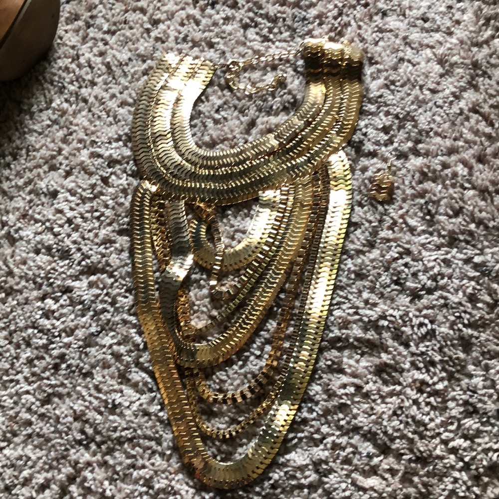 Gold necklace with matching earrings